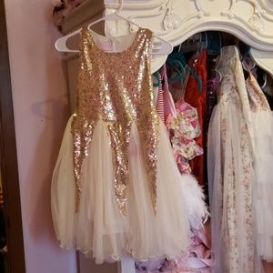 Girls Gold Sequin Dress